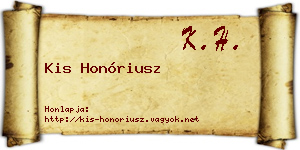 Kis Honóriusz névjegykártya
